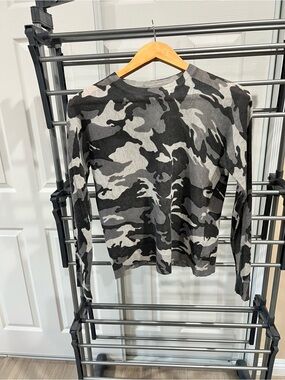 Zadig & Voltaire Gray and Black Camo Long Sleeve Top Cashmere